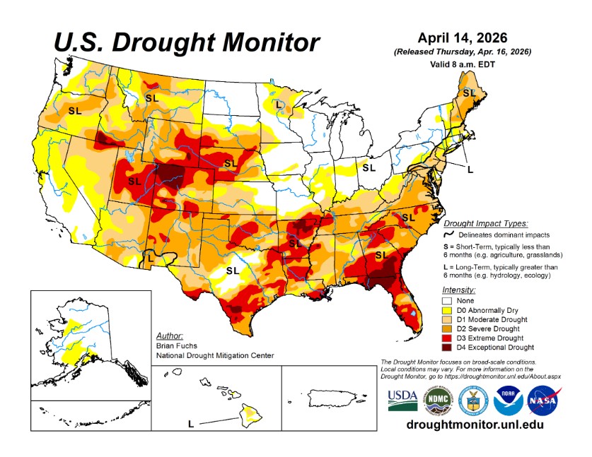 drought monitor map april 2026